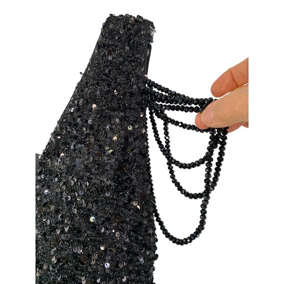 NWT Black Sequin Mermaid Maxi Evening Gown Love & Lemonade Size Xl - Picture 3 of 13